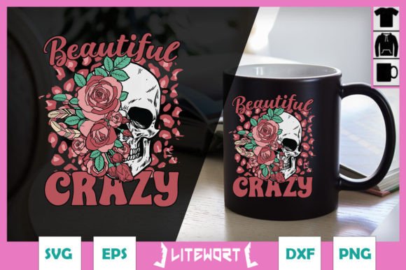 Beautiful Crazy Floral Skull SVG