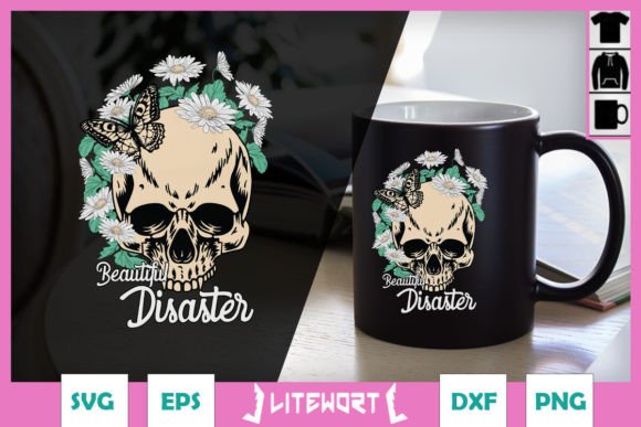 Beautiful Disaster Floral Skull SVG