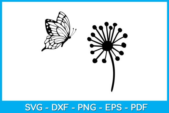 Butterfly with Floral Dandelion SVG