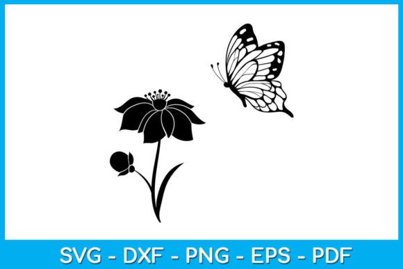 Butterfly with Floral Flower SVG