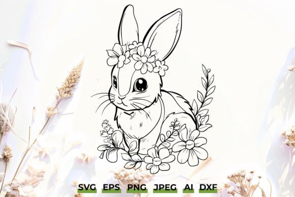 Cute Easter Floral Bunny SVG Sublimation