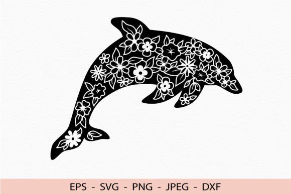 Dolphin Svg Floral Sea Animal Cricut Dxf