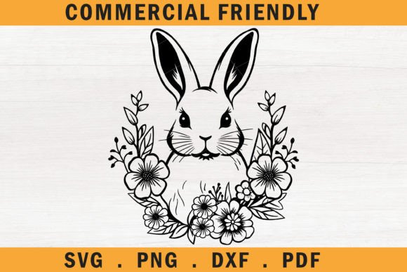 Easter Bunny Face Svg, floral Bunny Svg