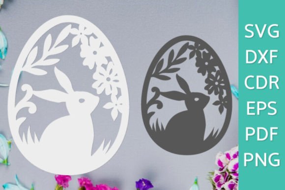 Easter Bunny SVG Floral Easter Egg