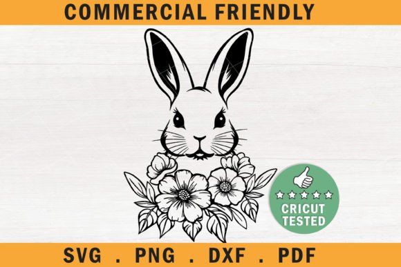 Easter Bunny Svg, floral Spring Easter