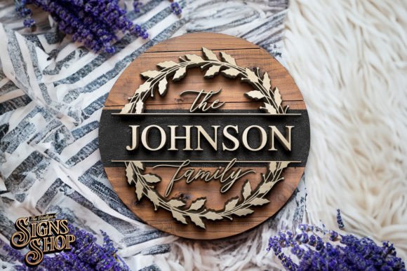 Family Name Floral Wreath SVG Sign