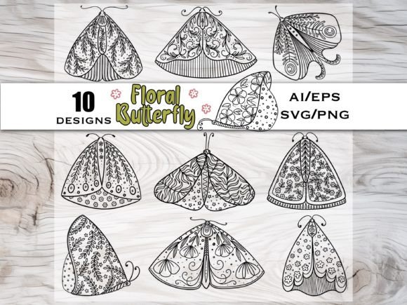 Floral Butterfly SVG Silhouette Bundle