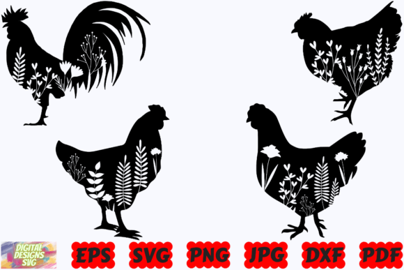 Floral Chicken SVG Floral Animal SVG