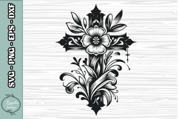 Floral Cross SVG Clipart 02