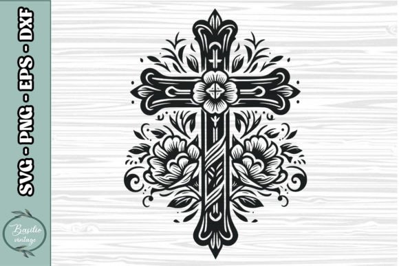 Floral Cross SVG Clipart 15
