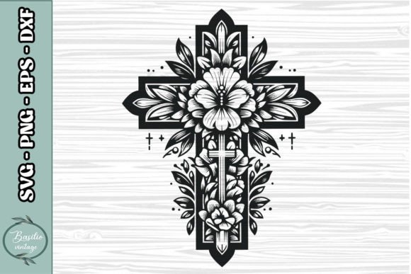 Floral Cross SVG Clipart 20