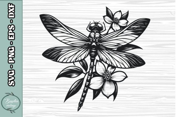 Floral Dragonfly SVG Clipart 01