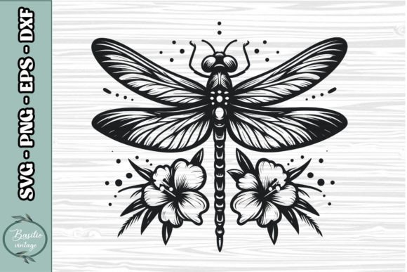 Floral Dragonfly SVG Clipart 02
