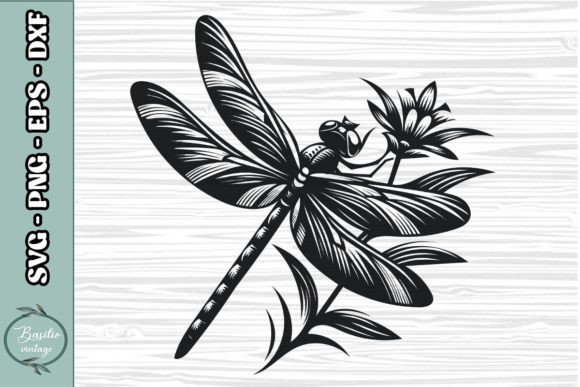 Floral Dragonfly SVG Clipart 03