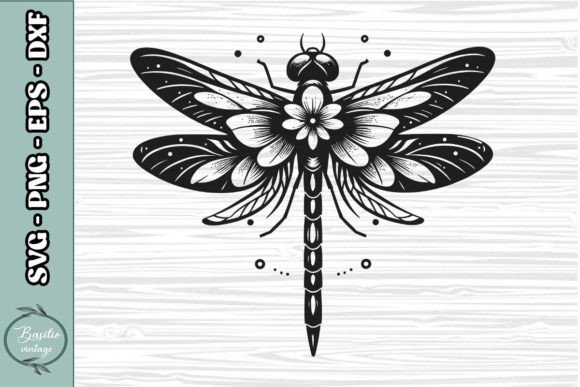 Floral Dragonfly SVG Clipart 08
