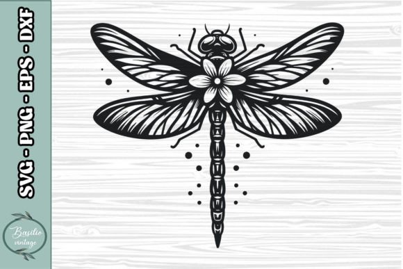Floral Dragonfly SVG Clipart 09
