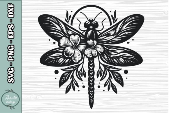 Floral Dragonfly SVG Clipart 12