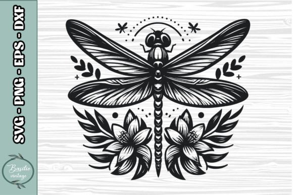 Floral Dragonfly SVG Clipart 16