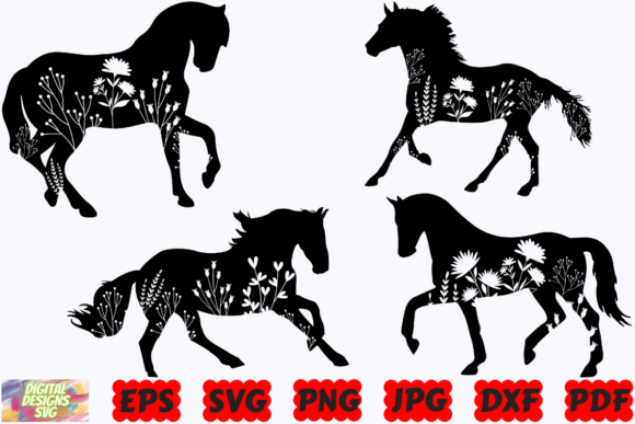 Floral Horse SVG Floral Animal SVG