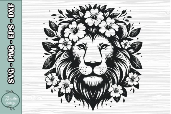 Floral Lion SVG Clipart 06