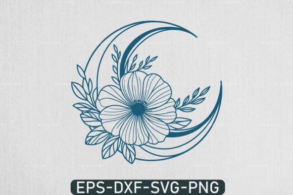 Floral Moon Svg Crescent Moon, Boho Svg