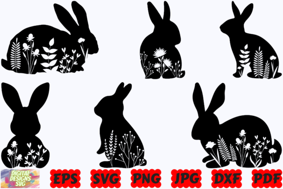 Floral Rabbit SVG Floral Animal SVG