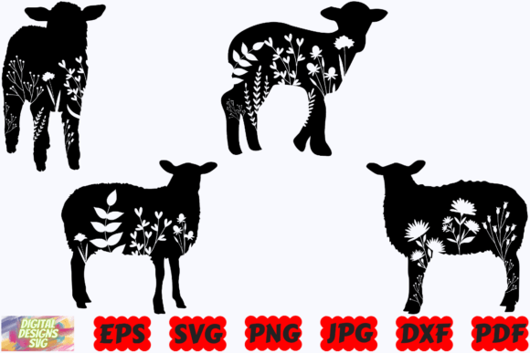 Floral Sheep SVG Floral Animal SVG