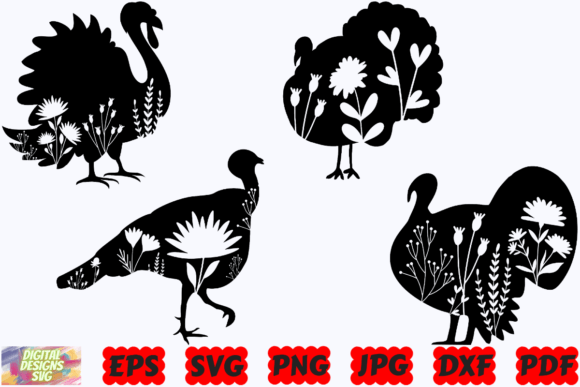 Floral Turkey SVG Floral Animal SVG