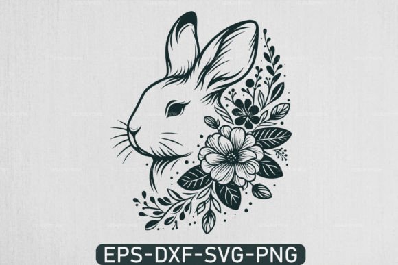 Happy Easter Floral Rabbit Svg Design