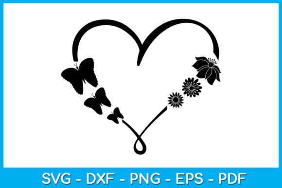 Heart Butterfly Floral Flower SVG