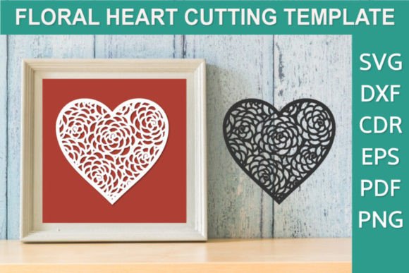 Heart Floral Design SVG, Peony Pattern