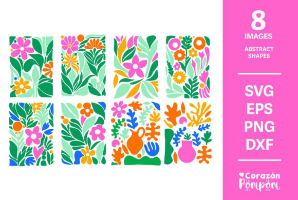 Mid Century Floral Shapes SVG Bundle