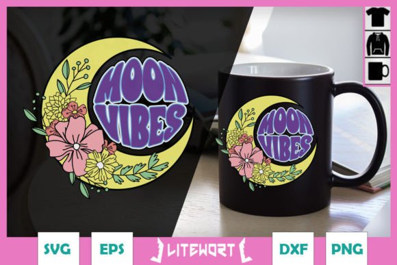 Moon Vibes Floral Moon SVG