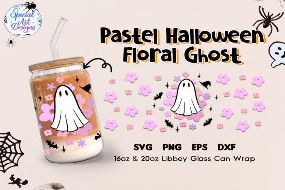 Pastel Halloween Floral Ghost Svg File