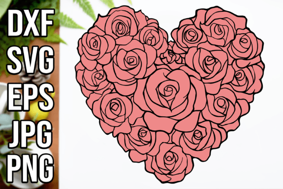 Rose Heart SVG, Floral Heart Svg