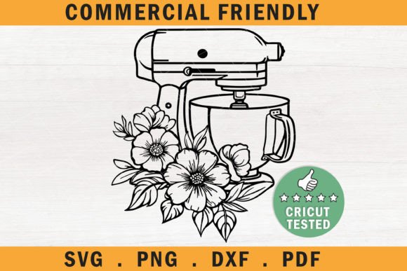 Stand Mixer Svg, Floral Kitchen Mixer Svg